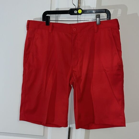 Nike Golf Flat Front Dri Fit Sunday Red 11” Inseam Great Swoosh Golf Shorts 36 - Picture 1 of 5